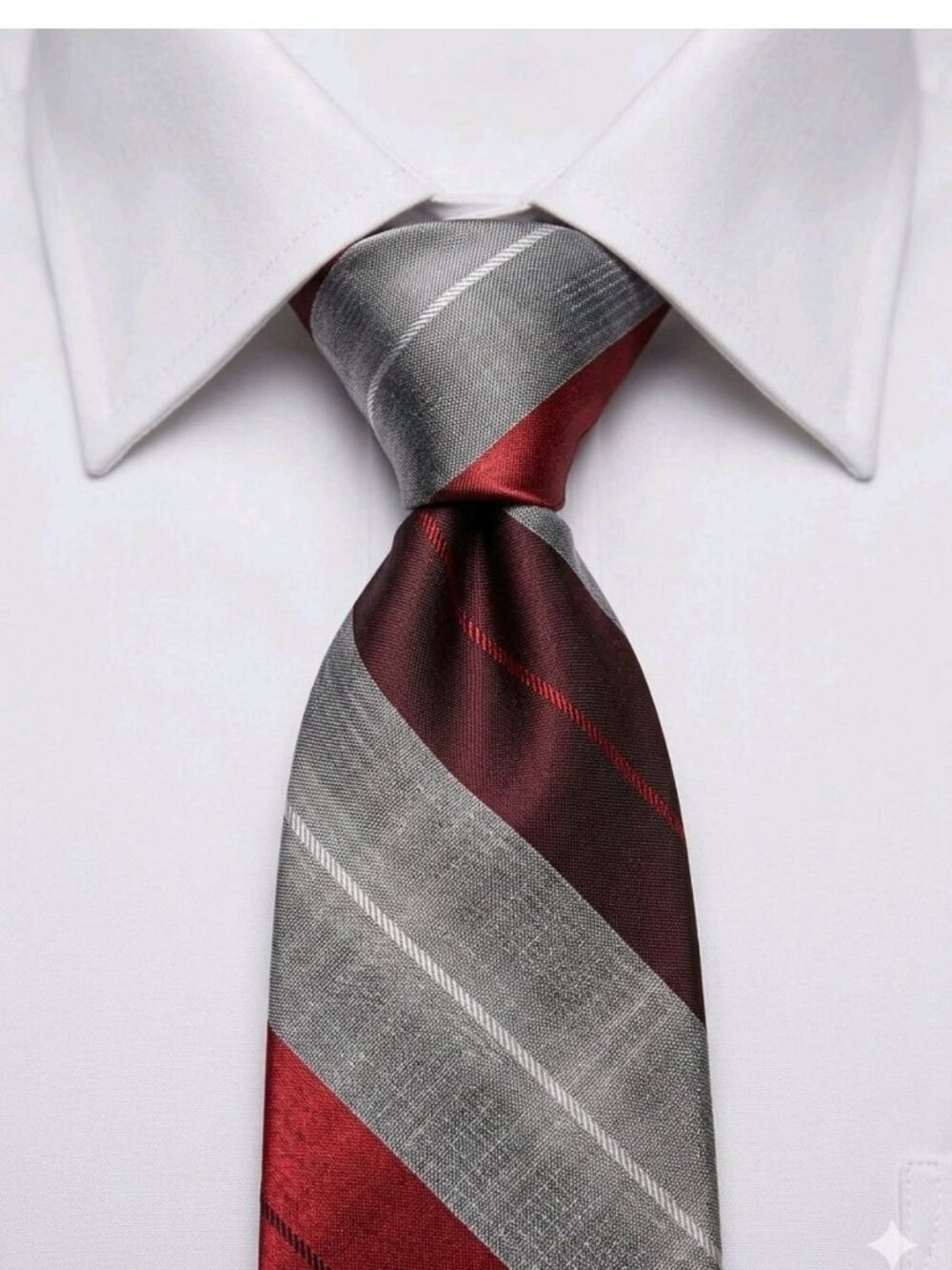 Halston III Vtg 1980s Striped Regimental Textured Metallic Shimmery Silk Tie USA - Picture 2 of 8